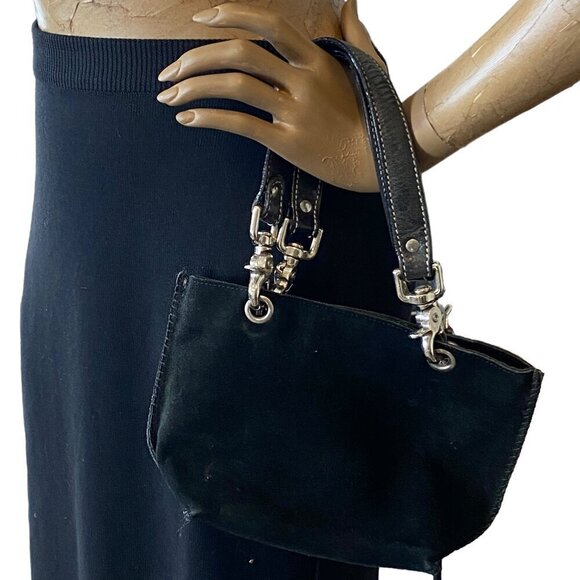 IMPERIO jp Gamini Mini Suede Bag With Topstitching in Black 289K - Picture 2 of 10